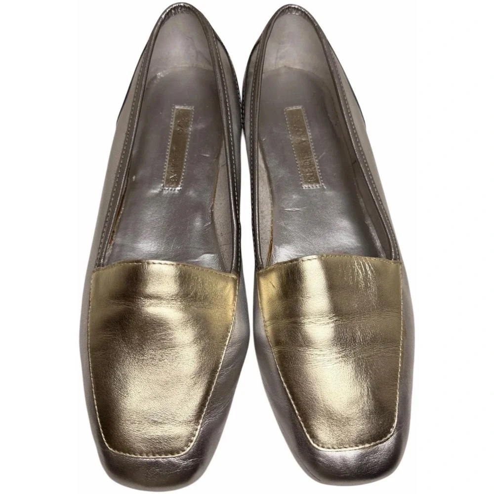 Enzo Angiolini Metallic Liberty‎ Square Toe Leather Loafers 8M